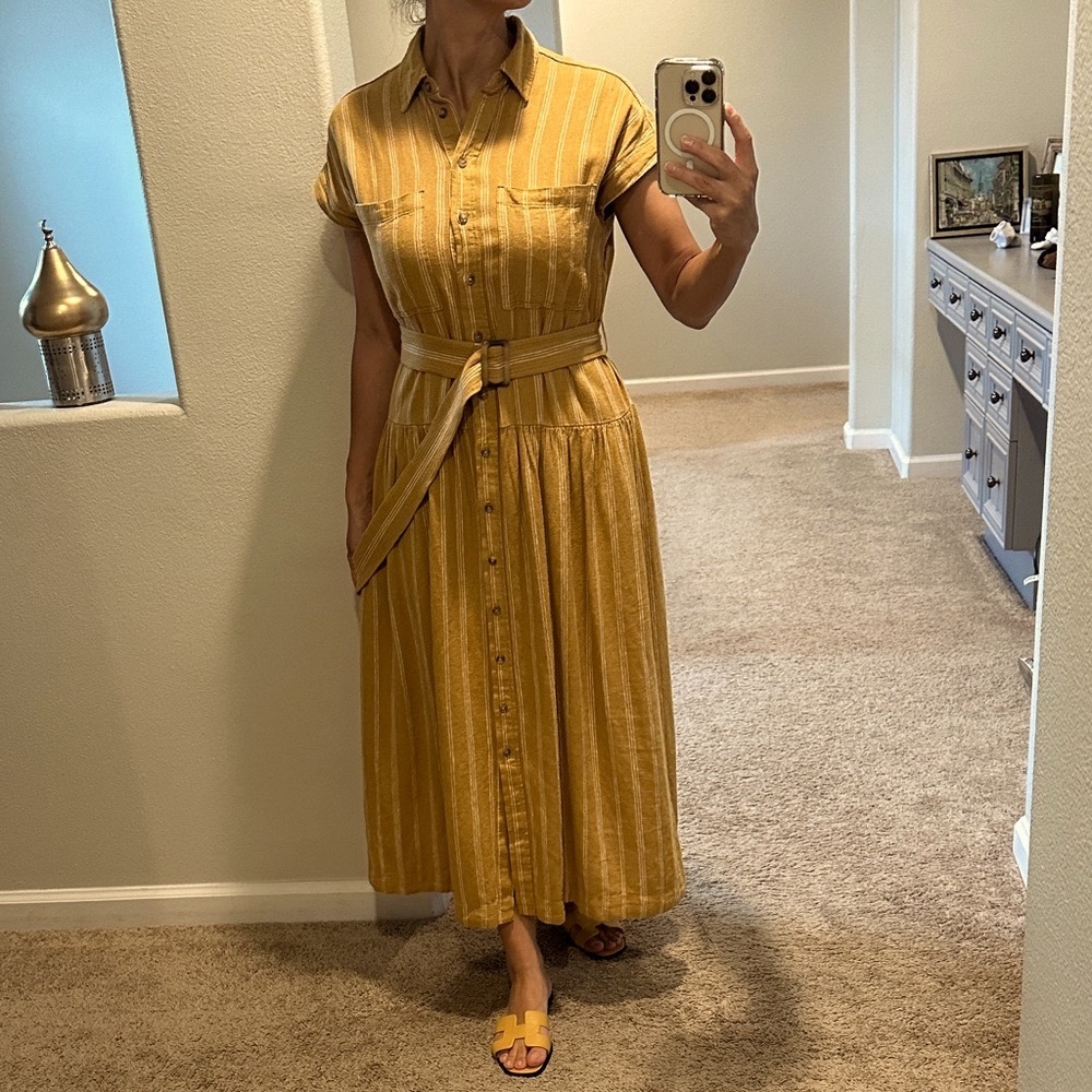 Universal Thread Mustard Striped Midi Dress